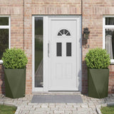 Fioriera 2 pcs Verde oliva 50 x 50 x 75 cm Acciaio