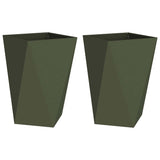 Fioriera 2 pcs Verde oliva 50 x 50 x 75 cm Acciaio