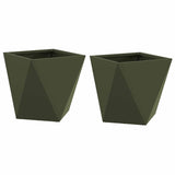 Fioriera 2 pcs Verde oliva 30 x 30 x 30 cm Acciaio