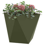 Fioriera 2 pcs Verde oliva 40 x 40 x 40 cm Acciaio