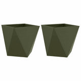 Fioriera 2 pcs Verde oliva 50 x 50 x 50 cm Acciaio