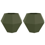 Fioriera 2 pcs Verde oliva 100 x 100 x 80 cm Acciaio