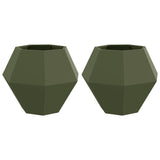 Fioriera 2 pcs Verde oliva 75 x 75 x 60 cm Acciaio
