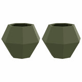 Fioriera 2 pcs Verde oliva 50 x 50 x 40 cm Acciaio
