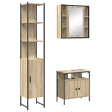 Set di mobili per il bagno con lo scaffale 3 pcs Rovere Sonoma