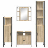 Set di mobili per il bagno con lo scaffale 4 pcs Rovere Sonoma