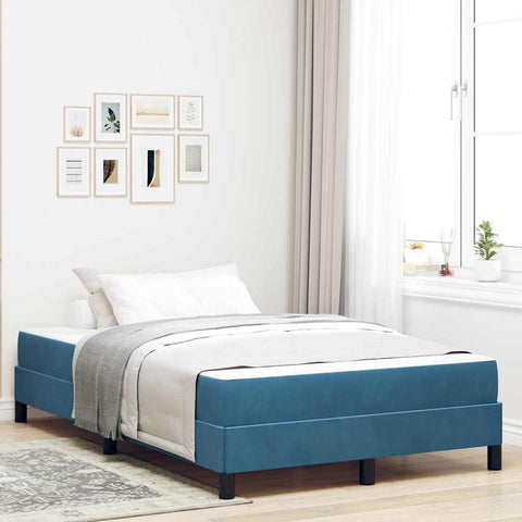Letto a molle con materasso Blu Scuro 120 x 210 cm Tessuto