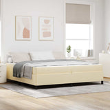 Letto a molle con materasso Crema 200 x 200 cm Tessuto