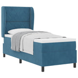 Letto a molle con testiera Blu Scuro 200 x 80 cm Velluto