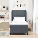 Letto a molle con materasso Grigio scuro 200 x 90 cm Poliestere