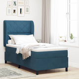 Letto a molle con materasso Blu Scuro 200 x 90 cm Velluto