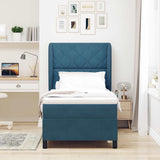 Letto a molle con materasso Blu Scuro 200 x 90 cm Velluto