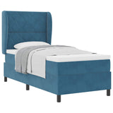 Letto a molle con materasso Blu Scuro 200 x 90 cm Velluto