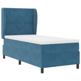 Letto a molle con materasso Blu Scuro 200 x 90 cm Velluto