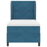 Letto a molle con materasso Blu Scuro 200 x 90 cm Velluto