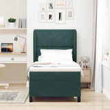 Letto a molle con materasso Verde Scuro 200 x 100 cm Poliestere