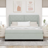 Letto a molle con testiera Grigio chiaro 200 x 180 cm Velluto