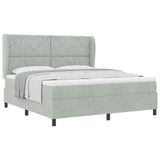 Letto a molle con testiera Grigio chiaro 200 x 180 cm Velluto