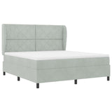 Letto a molle con testiera Grigio chiaro 200 x 180 cm Velluto