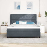 Letto a molle con testiera Grigio scuro 200 x 180 cm Poliestere