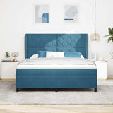 Letto a molle con materasso Blu Scuro 200 x 180 cm Poliestere