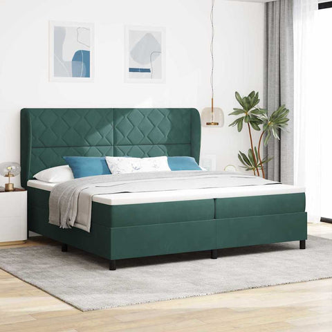 Letto a molle con materasso Verde scuro 200 x 200 cm Velluto