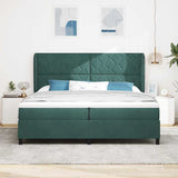 Letto a molle con materasso Verde scuro 200 x 200 cm Velluto