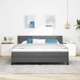 Letto a molle con testiera Grigio scuro 200 x 180 cm Tessuto