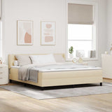 Letto a molle con testiera Crema 200 x 180 cm Tessuto