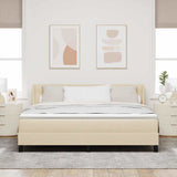 Letto a molle con testiera Crema 200 x 180 cm Tessuto