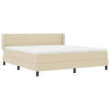 Letto a molle con testiera Crema 200 x 180 cm Tessuto