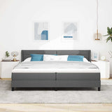 Letto a molle con testiera Grigio scuro 200 x 200 cm Tessuto