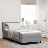 Letto a molle con testiera Grigio chiaro 200 x 100 cm Tessuto