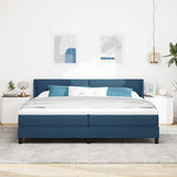 Letto a molle con testiera Blu 200 x 200 cm Tessuto