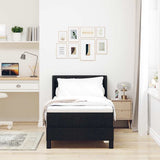 Letto a molle con testiera Nero 200 x 80 cm Tessuto