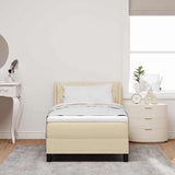 Letto a molle con testiera Crema 200 x 100 cm Tessuto