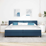 Letto a molle con testiera Blu 200 x 200 cm Tessuto