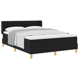 Letto a molle con testiera Nero 190 x 140 cm Tessuto