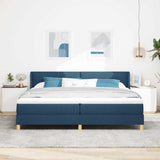 Letto a molle con testiera Blu 200 x 200 cm Tessuto