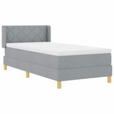 Letto a molle con testiera Grigio chiaro 190 x 90 cm Tessuto