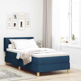 Letto a molle con testiera Blu 190 x 90 cm Tessuto