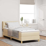 Letto a molle con testiera Crema 200 x 100 cm Tessuto