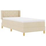Letto a molle con testiera Crema 200 x 100 cm Tessuto