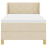 Letto a molle con testiera Crema 200 x 100 cm Tessuto