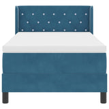 Letto a molle con materasso Blu Scuro 190 x 90 cm Poliestere