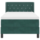 Letto a molle con testiera Verde Scuro 200 x 90 cm Velluto