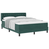 Letto a molle con testiera Verde Scuro 190 x 140 cm Velluto