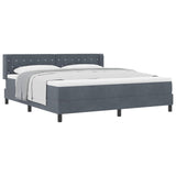 Letto a molle con testiera Grigio scuro 200 x 180 cm Velluto
