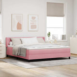 Letto a molle con materasso Rosa 200 x 180 cm Poliestere