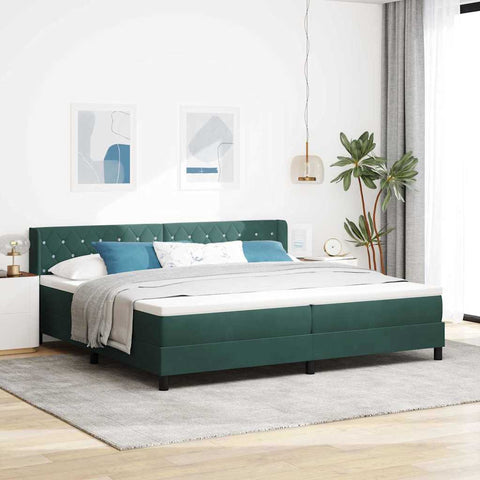 Letto a molle con materasso Verde Scuro 200 x 200 cm Poliestere